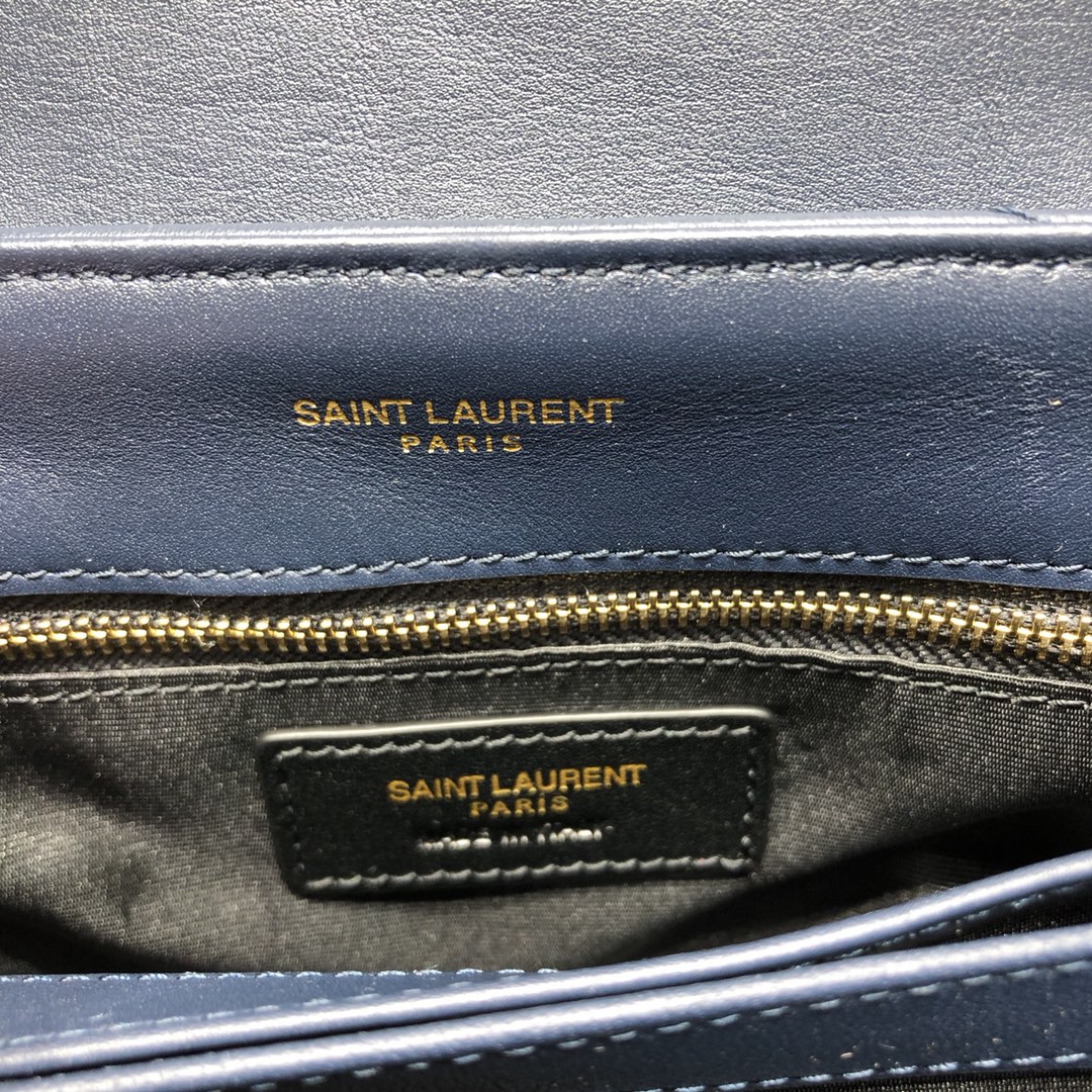 Saint Laurent Loulou Toy Quilted Calfskin Shoulder Bag Handbag Dark Blue 678401 Gold